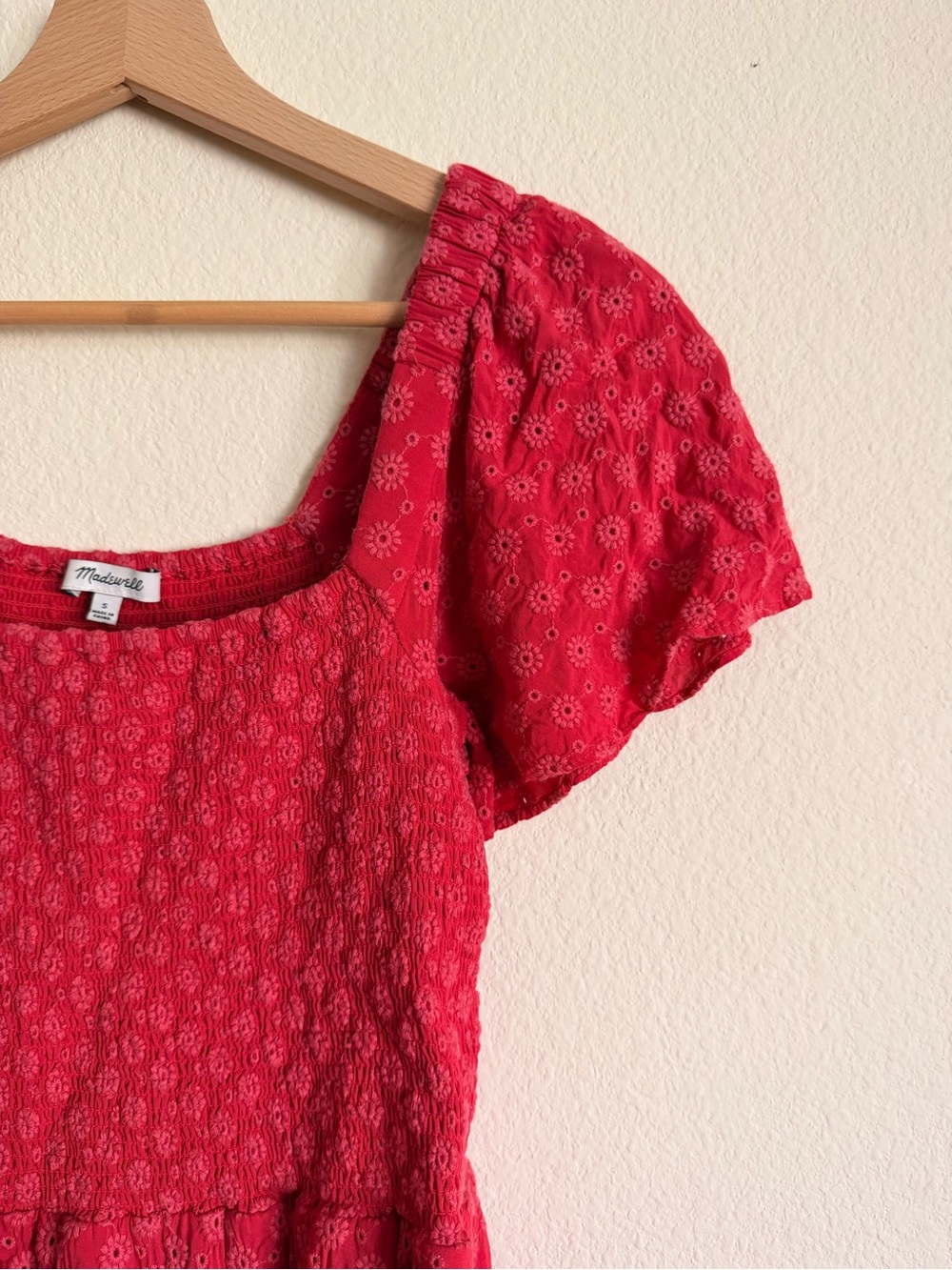 SOLD - Madewell Eyelet Lucie Smocked Mini Dress - Picture 4 of 6